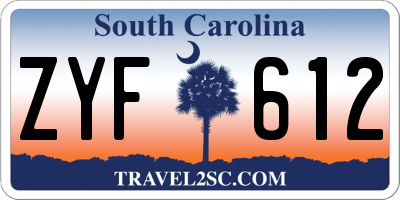 SC license plate ZYF612