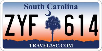 SC license plate ZYF614