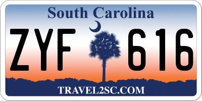 SC license plate ZYF616