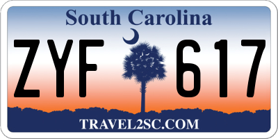 SC license plate ZYF617