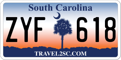 SC license plate ZYF618