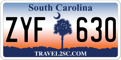 SC license plate ZYF630