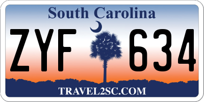 SC license plate ZYF634