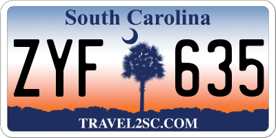 SC license plate ZYF635