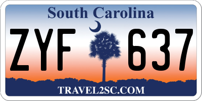 SC license plate ZYF637