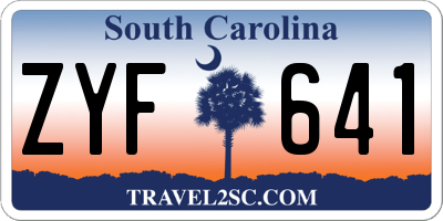 SC license plate ZYF641