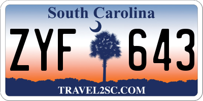 SC license plate ZYF643