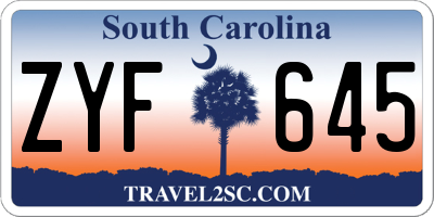 SC license plate ZYF645