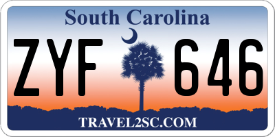 SC license plate ZYF646