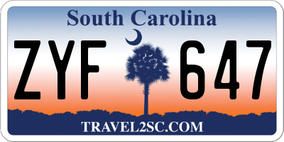 SC license plate ZYF647