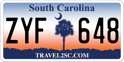 SC license plate ZYF648