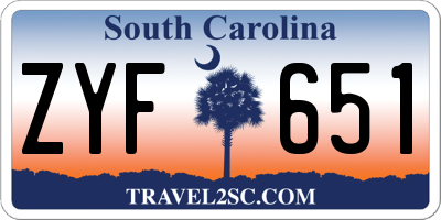 SC license plate ZYF651