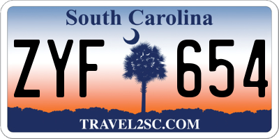 SC license plate ZYF654