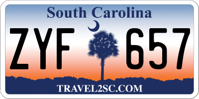 SC license plate ZYF657
