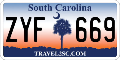 SC license plate ZYF669