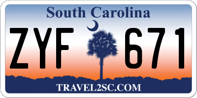 SC license plate ZYF671