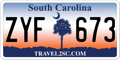 SC license plate ZYF673