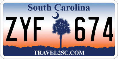 SC license plate ZYF674