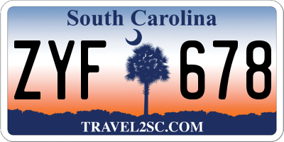 SC license plate ZYF678