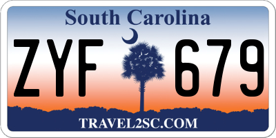 SC license plate ZYF679