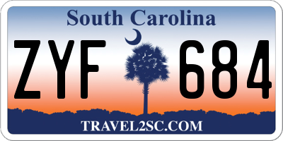 SC license plate ZYF684