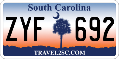 SC license plate ZYF692