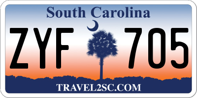 SC license plate ZYF705