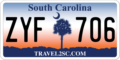 SC license plate ZYF706