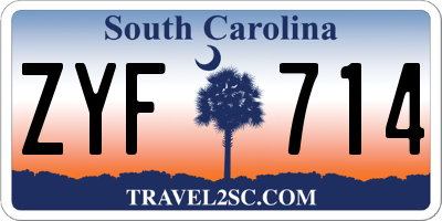SC license plate ZYF714