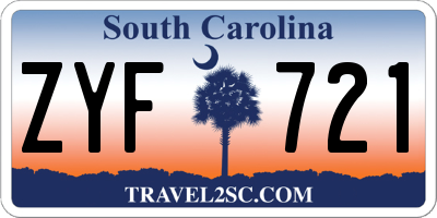 SC license plate ZYF721