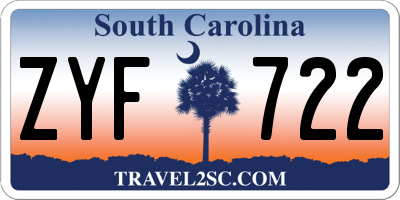 SC license plate ZYF722