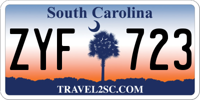 SC license plate ZYF723