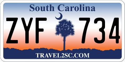 SC license plate ZYF734