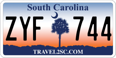 SC license plate ZYF744