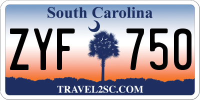 SC license plate ZYF750
