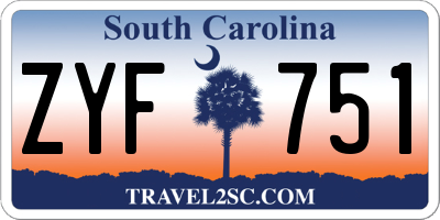 SC license plate ZYF751