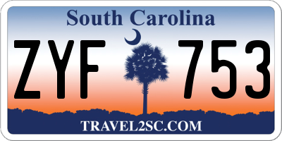 SC license plate ZYF753