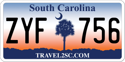 SC license plate ZYF756