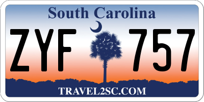 SC license plate ZYF757