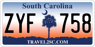 SC license plate ZYF758