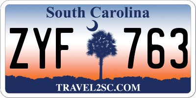 SC license plate ZYF763