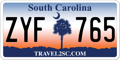 SC license plate ZYF765