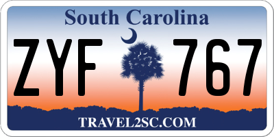 SC license plate ZYF767