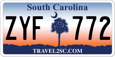SC license plate ZYF772
