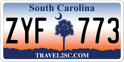 SC license plate ZYF773