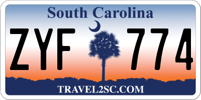 SC license plate ZYF774