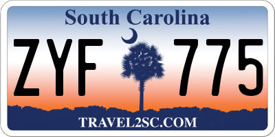 SC license plate ZYF775