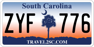 SC license plate ZYF776