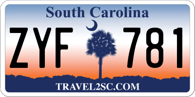 SC license plate ZYF781