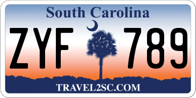 SC license plate ZYF789